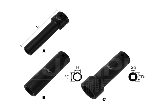 加长型内六角套筒-9.52mm(3/8”)方形驱动套筒